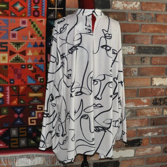 New Stlyewe Abstract Sketched Faces Tunic Top Dress. Wearable art. 2XL - Picture 5 of 11